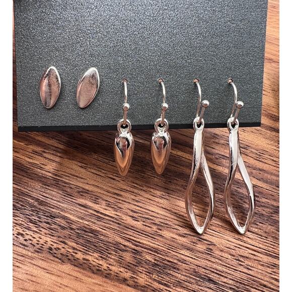 Massini 2 Sets Gold Silver Tone Studs & Drop Earrings 4 Pairs NEW! - Picture 4 of 8